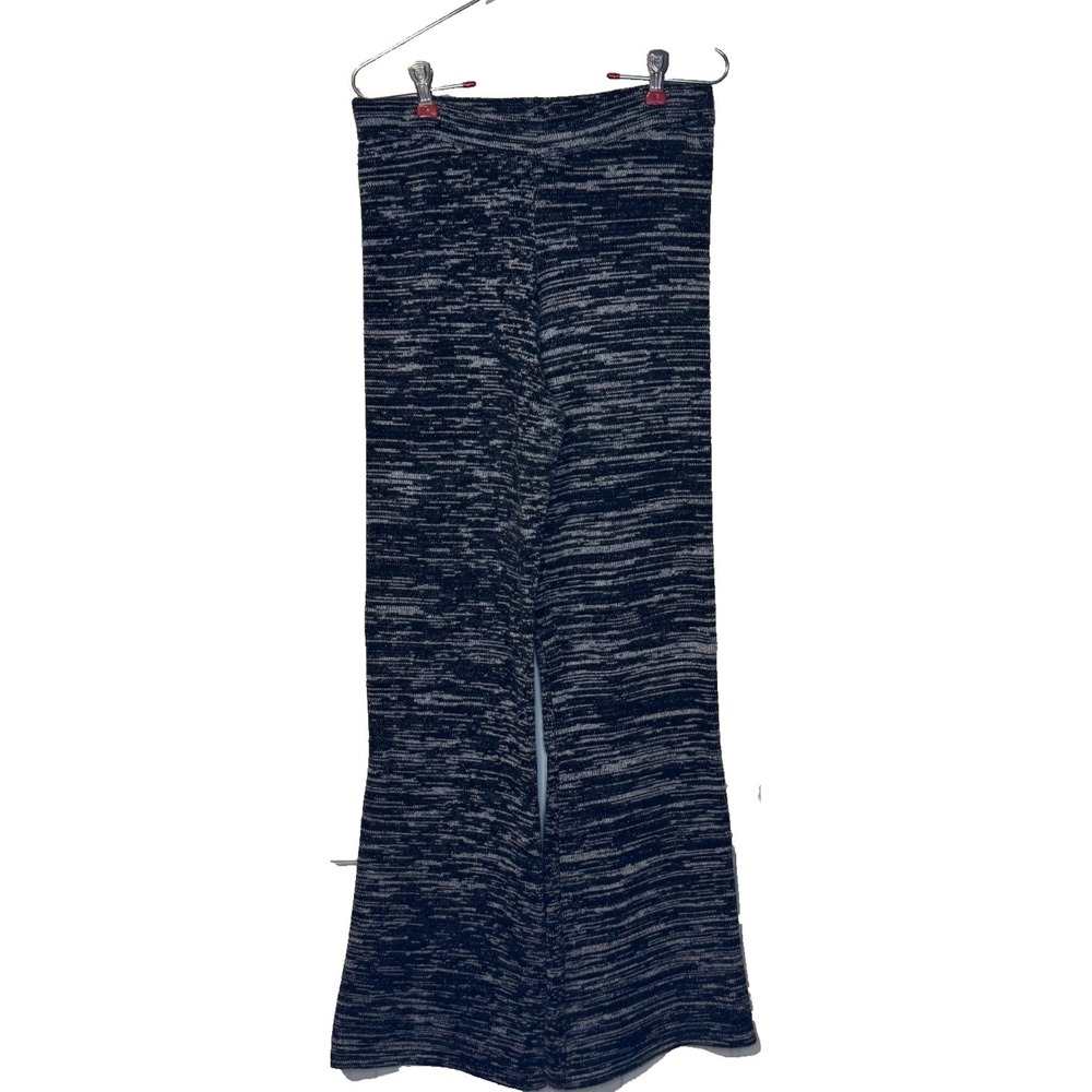 Anthropologie Womens Pants Space Dye Knit Flared Leg Pull‎ On Black White Small